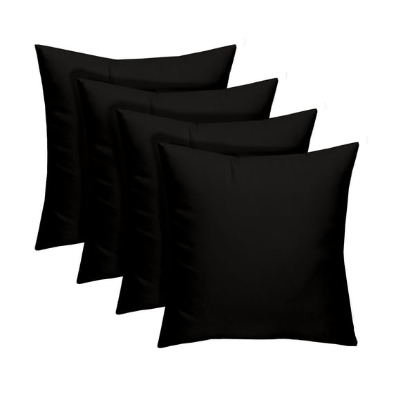 RSH Decor: 4 Square Throw Pillows | 17" x 17" | All-Weather Spun Fabric | Solid Black