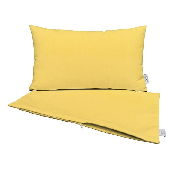 RSH Decor: Sunbrella Pillow Covers Set of 2 | 12" by 20" Lumbar Covers | Weather-Resistant Sunbrella Fabric | Canvas Buttercup Yellow
