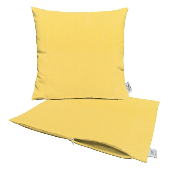 RSH Decor: Sunbrella Pillow Covers Set of 2 | 17" x 17" Square Covers | Weather-Resistant Sunbrella Fabric | Canvas Buttercup Yellow