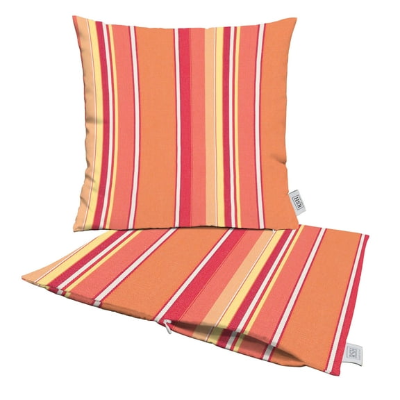 RSH Decor: Sunbrella Pillow Covers Set of 2 | 17" x 17" Square Covers | Weather-Resistant Sunbrella Fabric | Dolce Mango