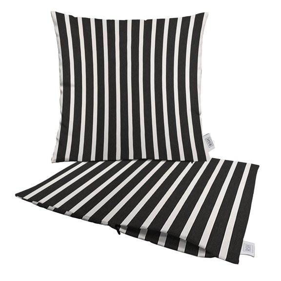 RSH Decor: Sunbrella Pillow Covers Set of 2 | 17" x 17" Square Covers | Weather-Resistant Sunbrella Fabric | Shore Classic Black