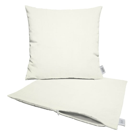 RSH Decor: Sunbrella Pillow Covers Set of 2 | 20" x 20" Square Covers | Weather-Resistant Sunbrella Fabric | Canvas White