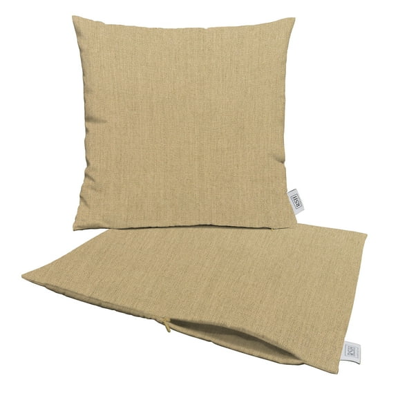RSH Decor: Sunbrella Pillow Covers Set of 2 | 24" x 24" Square Covers | Weather-Resistant Sunbrella Fabric | Canvas Heather Beige