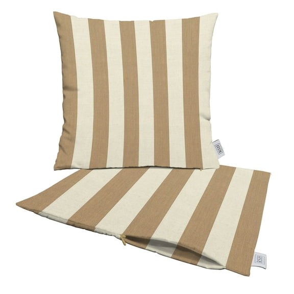 RSH Decor: Sunbrella Pillow Covers Set of 2 | 24" x 24" Square Covers | Weather-Resistant Sunbrella Fabric | Maxim Heather Beige