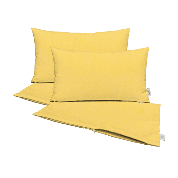 RSH Decor: Sunbrella Pillow Covers Set of 4 | 12" by 20" Lumbar Covers | Weather-Resistant Sunbrella Fabric | Canvas Buttercup Yellow