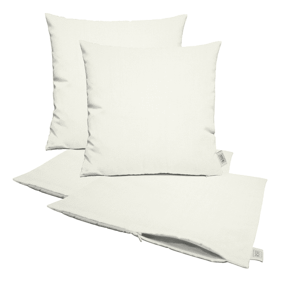 RSH Decor: Sunbrella Pillow Covers Set of 4 | 17" x 17" Square Covers | Weather-Resistant Sunbrella Fabric | Canvas White