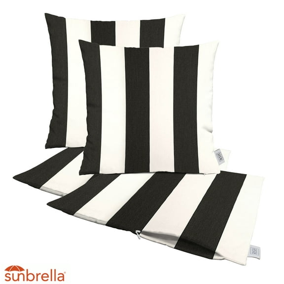 RSH Decor: Sunbrella Pillow Covers Set of 4 | 20" x 20" Square Covers | Weather-Resistant Sunbrella Fabric | Cabana Classic