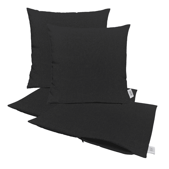 RSH Decor: Sunbrella Pillow Covers Set of 4 | 24" x 24" Square Covers | Weather-Resistant Sunbrella Fabric | Canvas Black