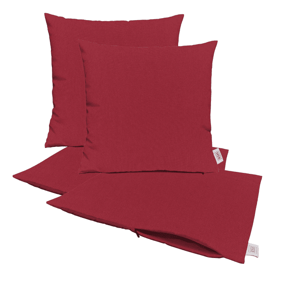 RSH Decor: Sunbrella Pillow Covers Set of 4 | 24" x 24" Square Covers | Weather-Resistant Sunbrella Fabric | Canvas Burgundy