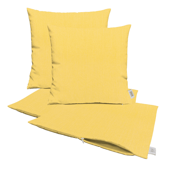 RSH Decor: Sunbrella Pillow Covers Set of 4 | 24" x 24" Square Covers | Weather-Resistant Sunbrella Fabric | Canvas Buttercup Yellow