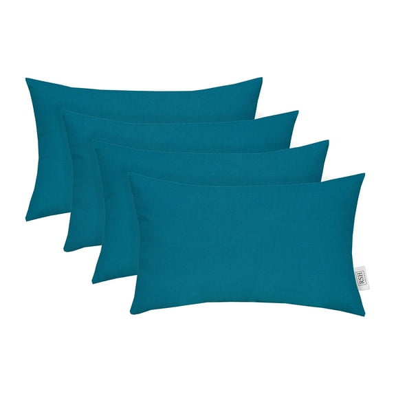 RSH Decor Traditional Indoor Outdoor 20" x 12" Lumbar Pillows, Blue Solid Print, Sunbrella Fabric, 4 Count