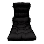 RSH Decor: Tufted Chaise Lounge Cushion | 72” x 22” | All-Weather Spun Fabric | Black