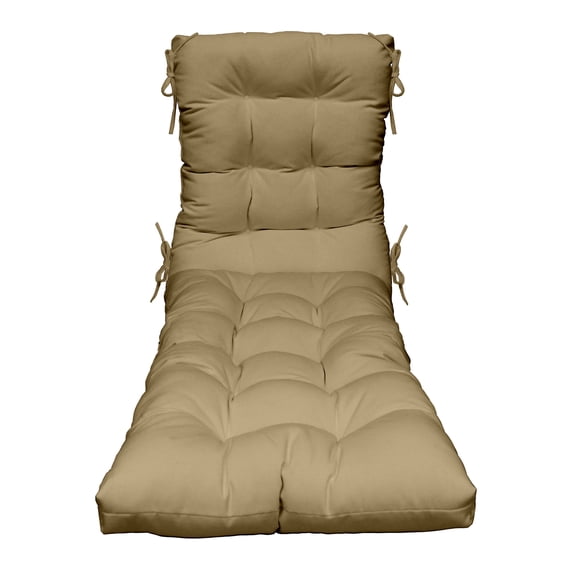 RSH Decor: Tufted Chaise Lounge Cushion | 72” x 22” | All-Weather Spun Fabric | Tan