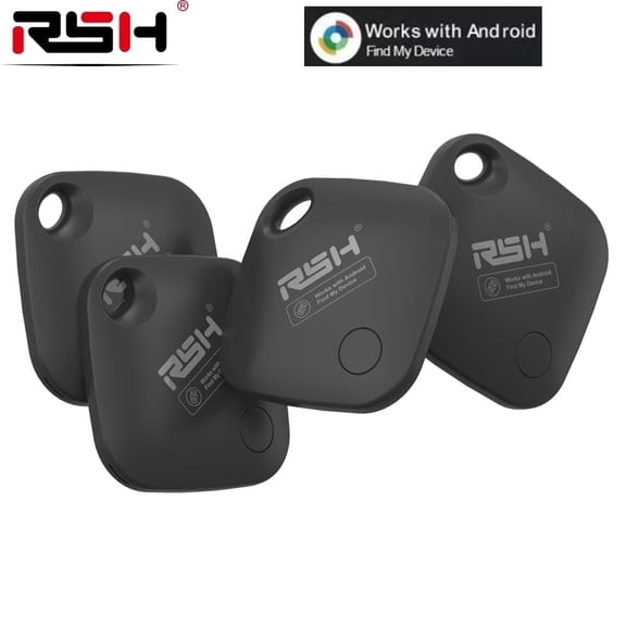 RSH Smart Tracker for Android Tag 4 Pack Bluetooth Tracking Device Key Finder for Google Find My Device for Keys, Wallet, Luggage