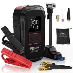 RSH Portable Car Jump Starter with Air Compressor, 4000A Peak 600A Current, 12000mAh Battery Booster Pack, Black