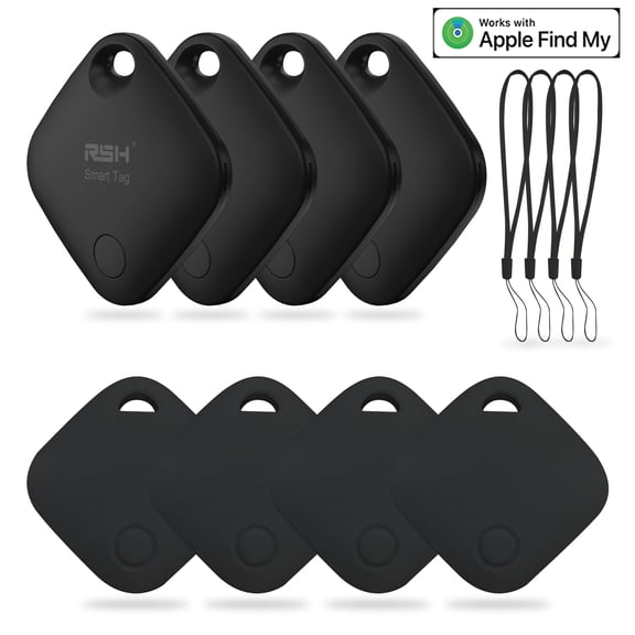 RSH Bluetooth Tracker Tag Smart Tag Key Finder Locator for Keys Wallet Luggage Backpack, Item Finder Compatible with Apple Find My Ios 4 Pack Black