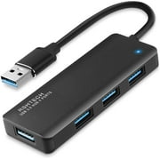 RSHTECH 4-Port USB 3.0 Data Hub Aluminum USB Port Splitter Expansion for PC and Laptop, Black
