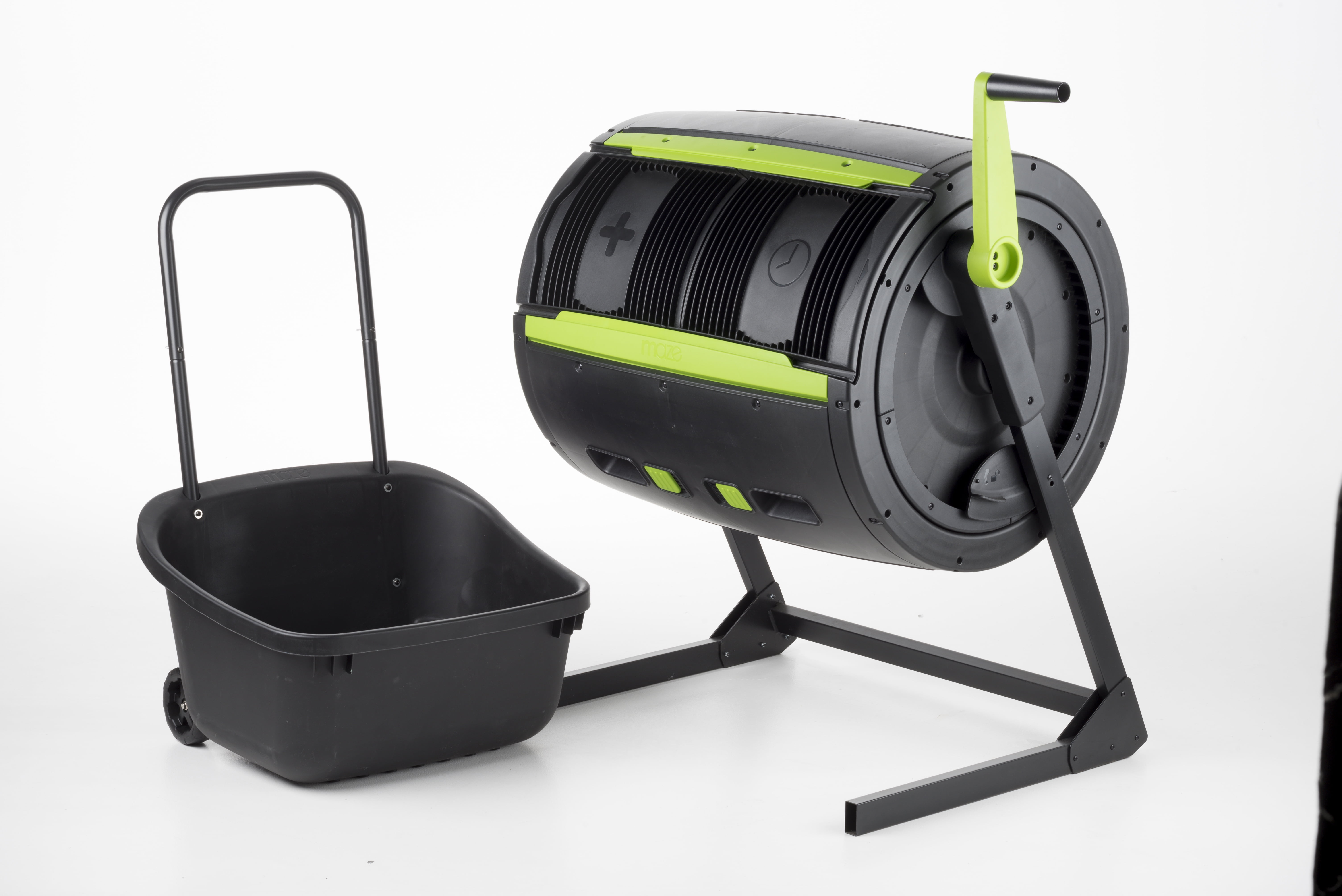 RSI 65 Gal Outdoor Rotating Compost Tumbler, Black and Green, Metal ...