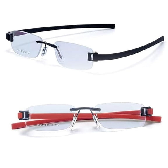 RSINC Combo Tag Rimless Frame Eyeglass Spectacle For Men And Women Modern Collage Fashion School Ladies Sports Tag Black Black & Black Red 51-18-140