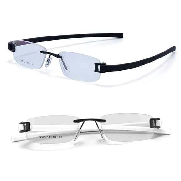 RSINC Combo Tag Rimless Frame Eyeglass Spectacle For Men And Women Modern Collage Fashion School Ladies Sports Tag Black Black & Black White 51-18-140