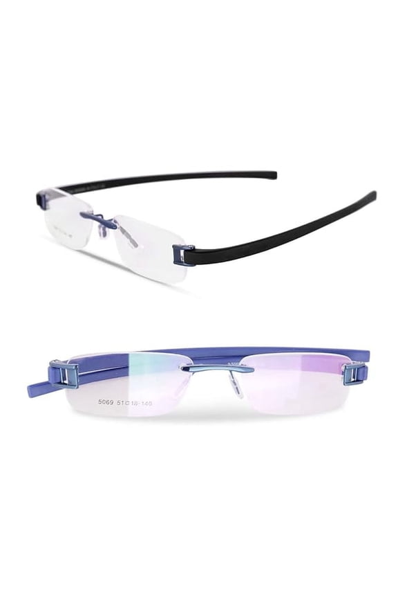 Combo Tag Rimless Frame Eyeglass Spectacle For Men And Women Modern Collage Fashion School Ladies Sports Tag Black Blue & Blue Blue 51-18-140