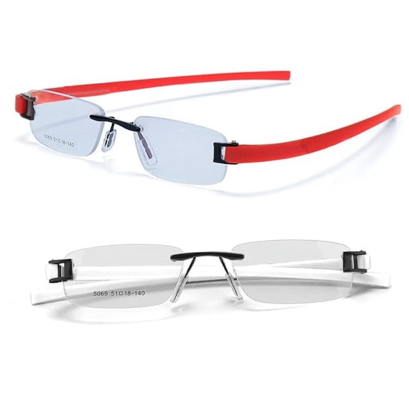 RSINC Combo Tag Rimless Frame Eyeglass Spectacle For Men And Women Modern Collage Fashion School Ladies Sports Tag Black White & Black Red 51-18-140