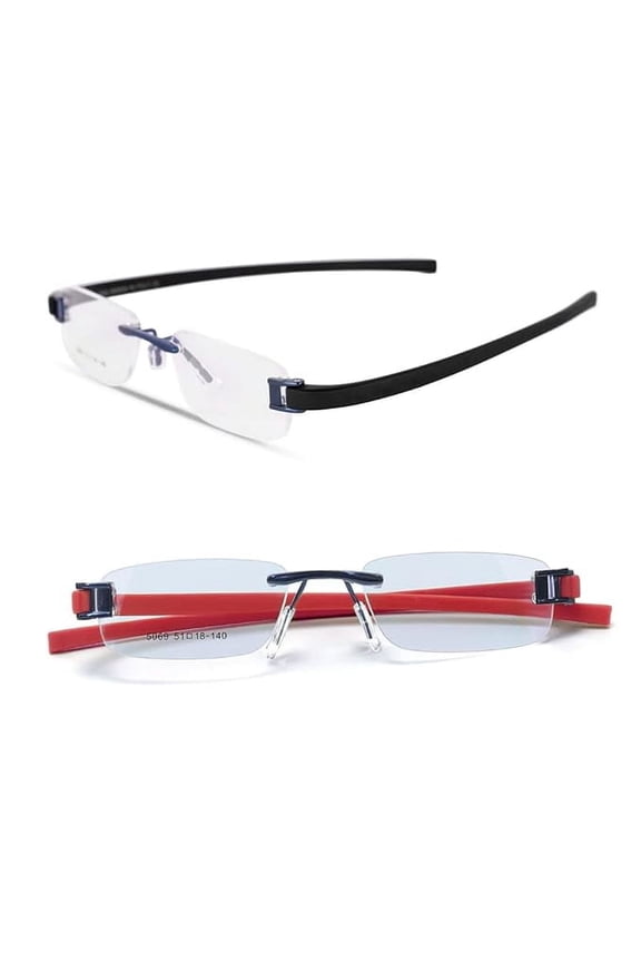 Combo Tag Rimless Frame Eyeglass Spectacle For Men And Women Modern Collage Fashion School Ladies Sports Tag Blue Black & Blue Red 51-18-140