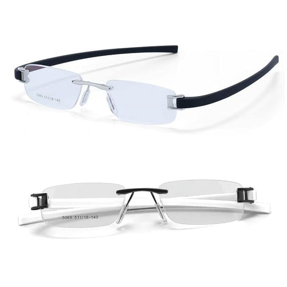 RSINC Combo Tag Rimless Frame Eyeglass Spectacle For Men And Women Modern Collage Fashion School Ladies Sports Tag Silver Black & Black White 51-18-140