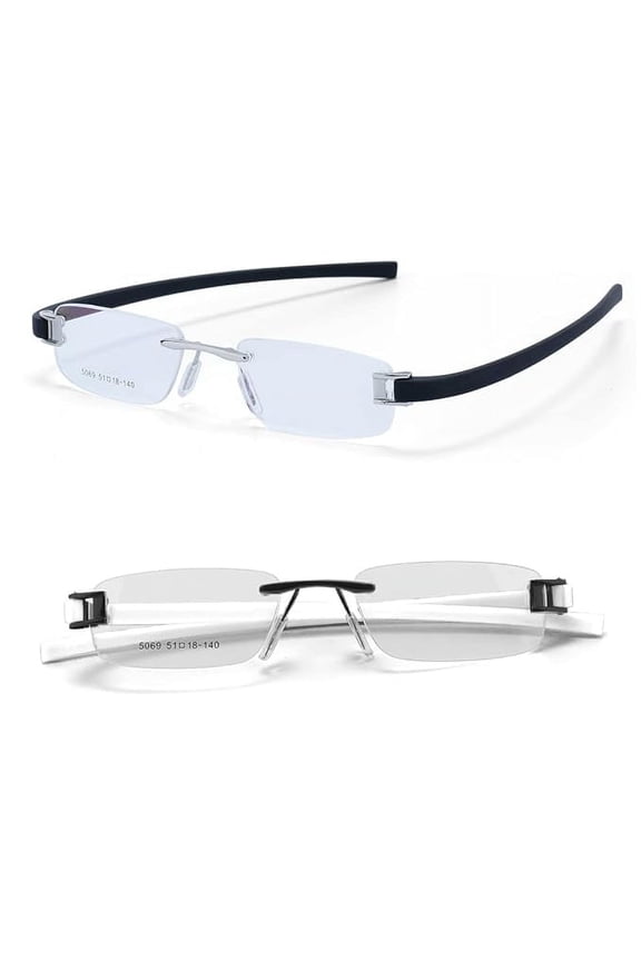 Combo Tag Rimless Frame Eyeglass Spectacle For Men And Women Modern Collage Fashion School Ladies Sports Tag Silver Black & Black White 51-18-140