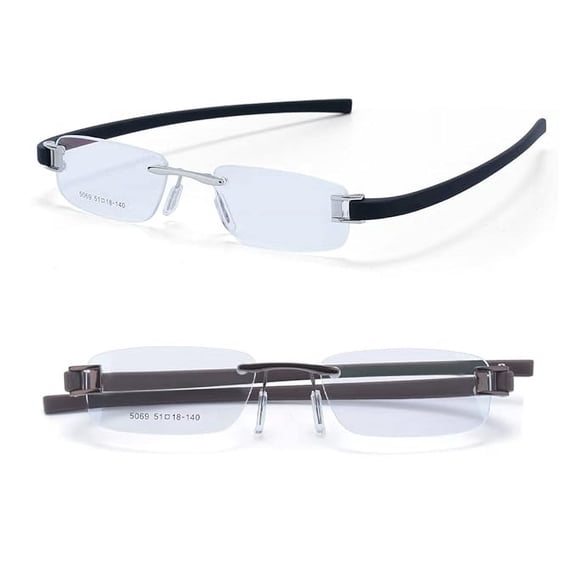 RSINC Combo Tag Rimless Frame Eyeglass Spectacle For Men And Women Modern Collage Fashion School Ladies Sports Tag Silver Black & Brown Brown 51-18-140