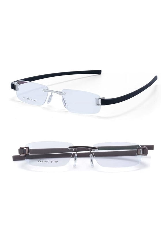 Combo Tag Rimless Frame Eyeglass Spectacle For Men And Women Modern Collage Fashion School Ladies Sports Tag Silver Black & Brown Brown 51-18-140