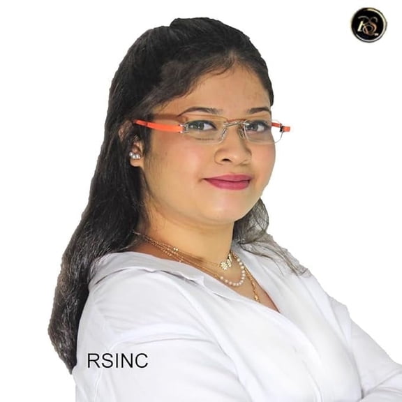 RSINC Rimless Eyeglasses for Adults, Adjustable, Orange, 51-18-140