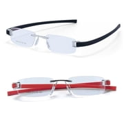 RSINC Combo Tag Rimless Frame Eyeglass Spectacle For Men And Women Modern Collage Fashion School Ladies Sports Tag Silver Black & Silver Red 51-18-140