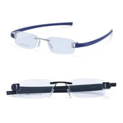 RSINC Combo Tag Rimless Frame Eyeglass Spectacle For Men And Women Modern Collage Fashion School Ladies Sports Tag Silver Blue & Black Black 51-18-140