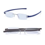 RSINC Combo Tag Rimless Frame Eyeglass Spectacle For Men And Women Modern Collage Fashion School Ladies Sports Tag Silver Blue & Brown Brown 51-18-140