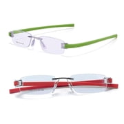 RSINC Combo Tag Rimless Frame Eyeglass Spectacle For Men And Women Modern Collage Fashion School Ladies Sports Tag Silver Green & Silver Red 51-18-140