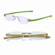 RSINC Combo Tag Rimless Frame Eyeglass Spectacle For Men And Women Modern Collage Fashion School Ladies Sports Tag Silver Green & Silver Yellow 51-18-140
