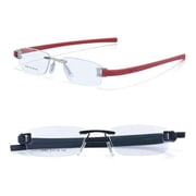 RSINC Combo Tag Rimless Frame Eyeglass Spectacle For Men And Women Modern Collage Fashion School Ladies Sports Tag Silver Red & Black Black 51-18-140
