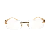 RSINC Imported Men Rimless Eyeglass Metal Panther Eye-ware For Men & Women 535 54-18-140 CART RIMLESS Gold Panther
