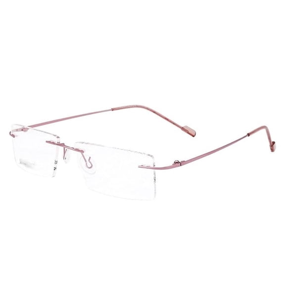 RSINC Rimless Flexible Eyeglasses, Square Rimless, for Men & Women, Modern, Business, Collage, Fashion, School, Ladies Pink, Unisex, 50 mm