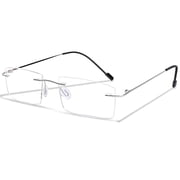 RSINC Rimless Light weight, Flexible frame/eyeglass/Spectacle, For Men And Women, Modern, Business, Collage, Fashion, School Square Rimless Silver Black 6021 52-18-135 Flexible
