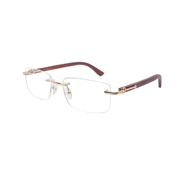 RSINC Rimless WOOD frame/eyeglass/Spectacle, Optical, For Men And Women, Modern, Unisex, Business, Collage, Fashion, School,Ladies,Sports, Cart- Wood-2