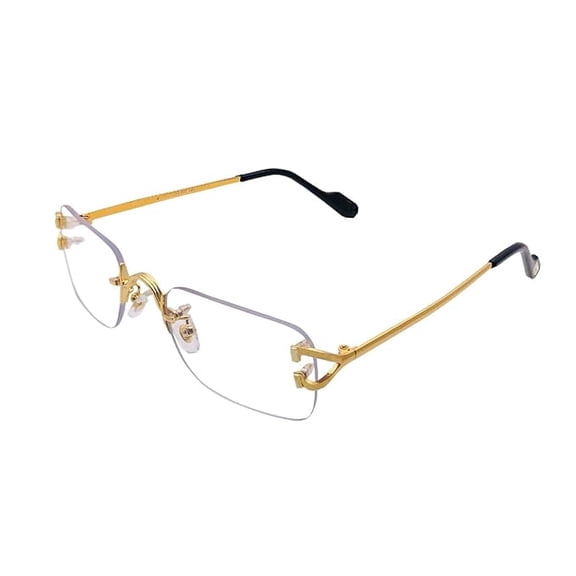 RSINC Rimless frame eyeglass Spectacle Leather stich Optical, For Unisex, Modern, Unisex Business Collage, Fashion, School, Ladies, Sports Cart 1 Metal Golden - Black | CT00240 | 53-18-138