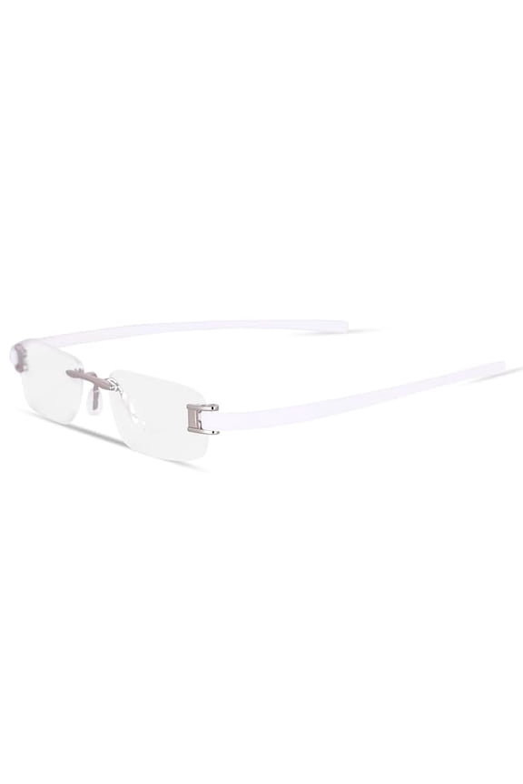 Rimless frame/eyeglass/Spectacle, Optical, Prescription, For Men And Women, Modern, Unisex, Business, Collage, Fashion, School, Ladies, Sports Silver - White 5069-51-18-140