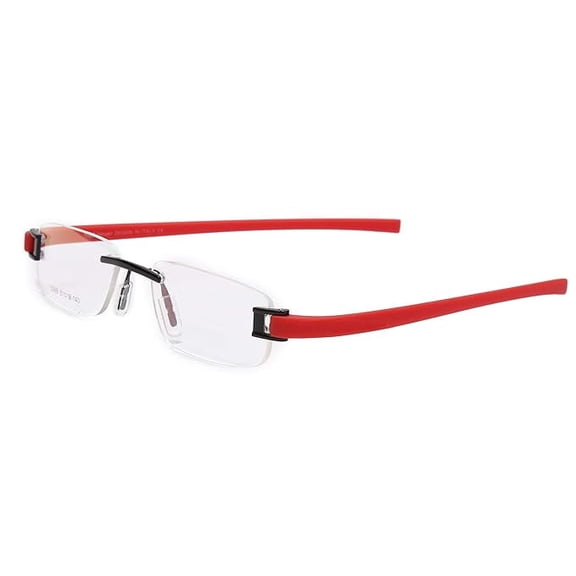 RSINC Rimless frame/eyeglass/Spectacle, Optical, Prescription, For Men And Women, Modern, Unisex, Business, Collage, Fashion, School, Ladies, Sports Tag Black Red 5069-51-18-140