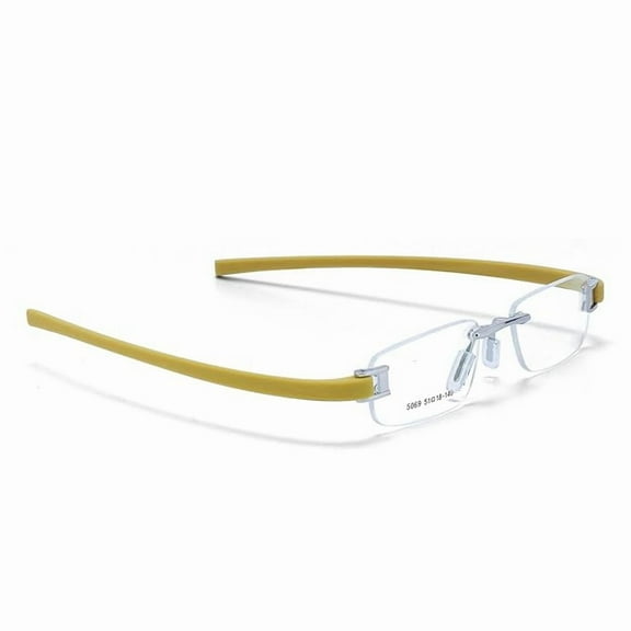 RSINC Rimless frame/eyeglass/Spectacle, Optical, Prescription, For Men And Women, Modern, Unisex, Business, Collage, Fashion, School, Ladies, Sports Tag Silver Yellow 5069-51-18-140 TAG A8