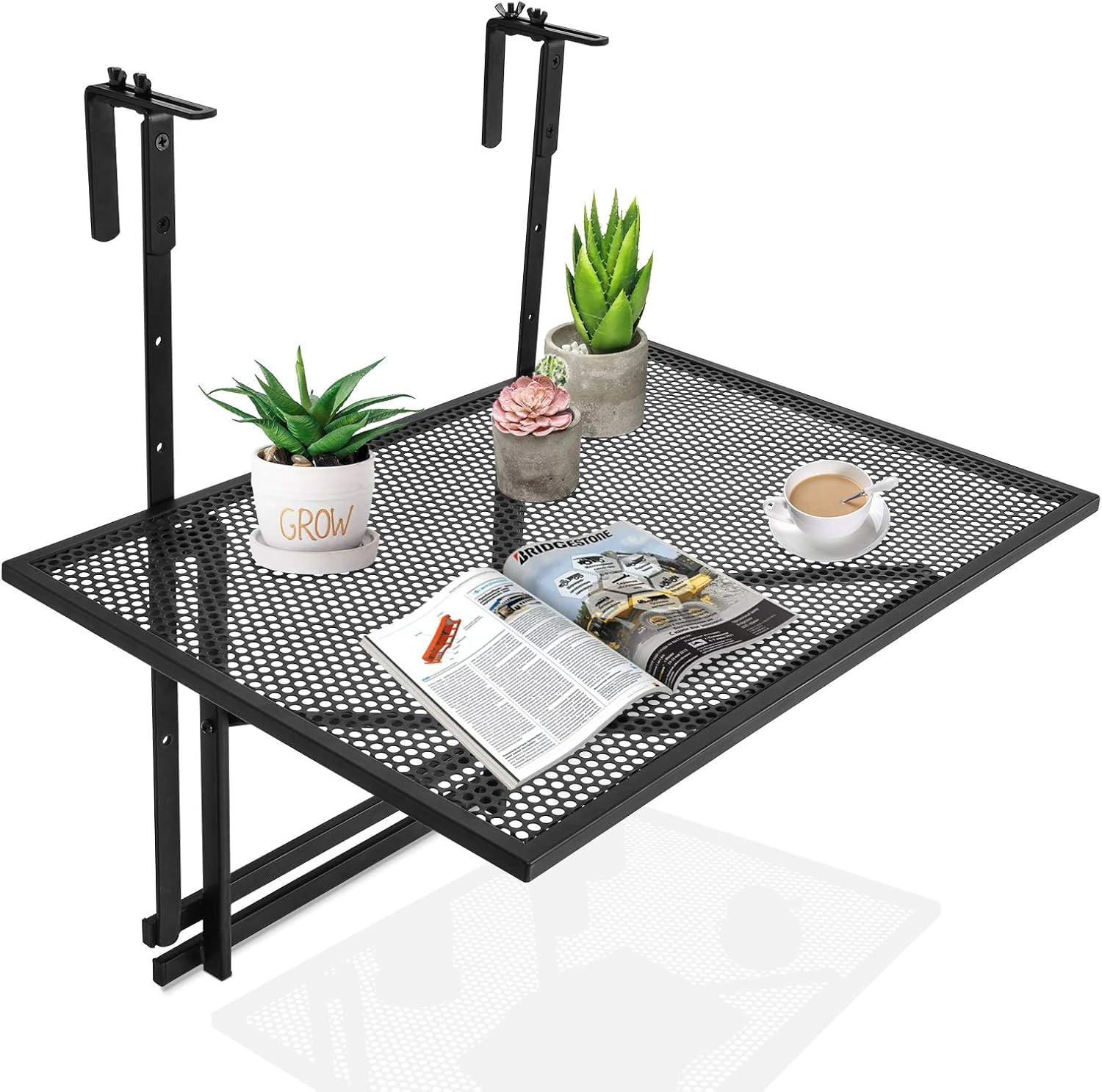 RSJH Balcony Railing Table, Outdoor Folding Hanging Table with Metal ...