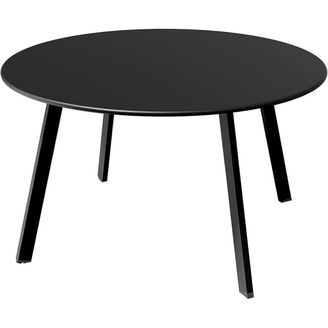 RSJH Patio Round Steel Patio Coffee Table, Weather Resistant Outdoor Large Side Table, Black,1 PC