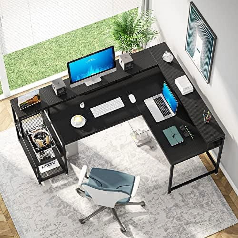 RSJIWOGZ 69 Inch L Shaped Desk with Monitor Stand Large Reversible ...