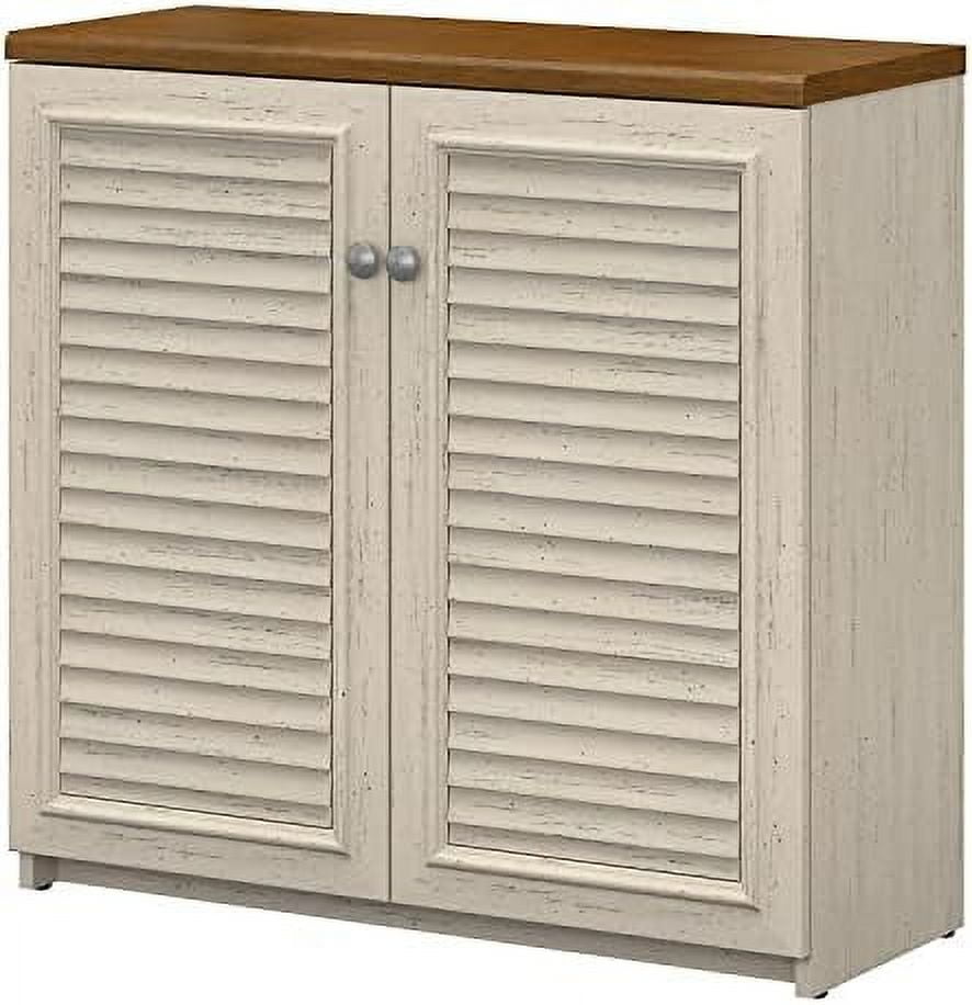 Antique White Freestanding Office Cabinet with Adjustable Shelving